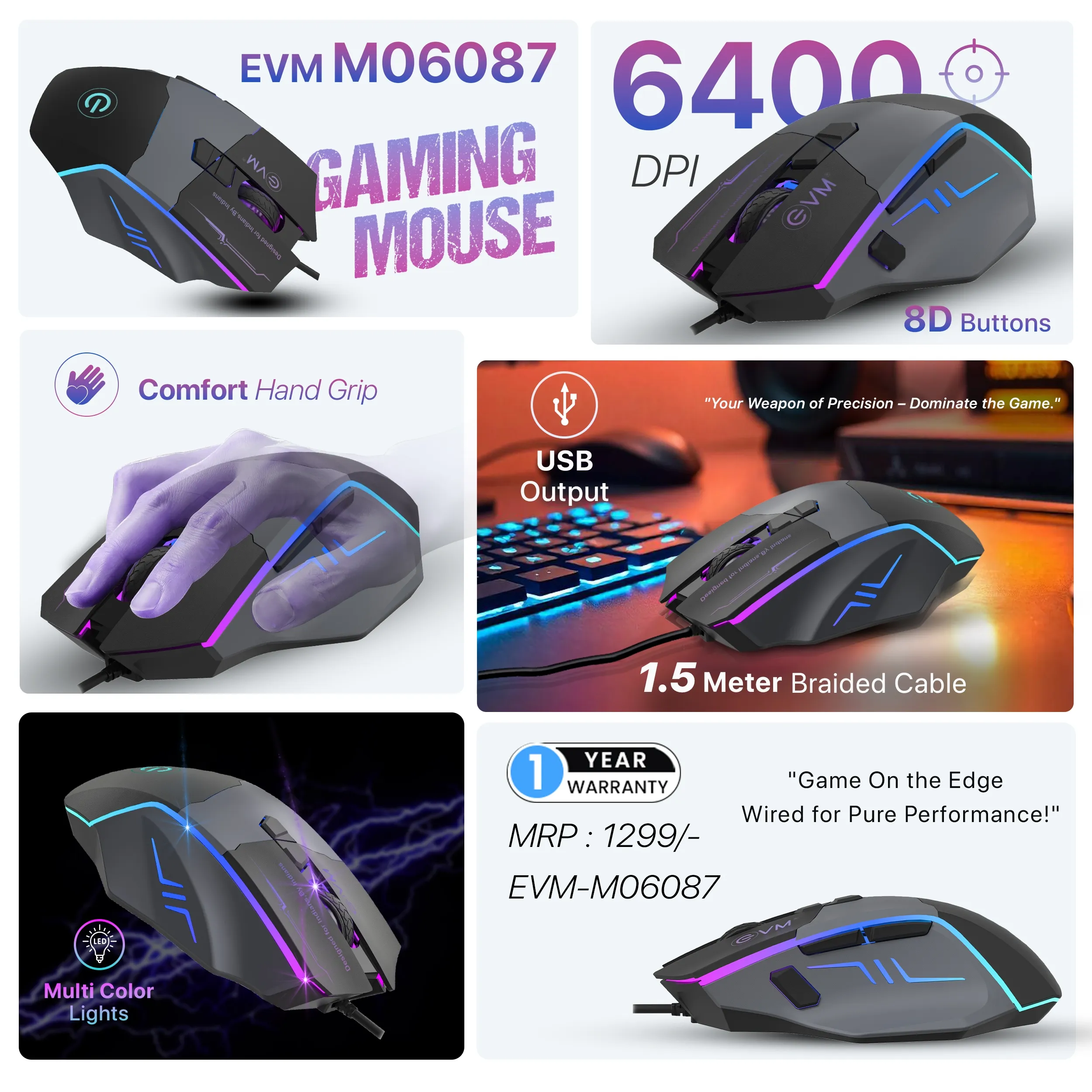 EVM USB Gaming Mouse M06087 view 4